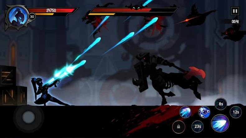 alt: Hình ảnh gameplay Shadow Knight Premium cho thấy đồ họa đẹp mắt và hiệu ứng chiến đấu ấn tượng