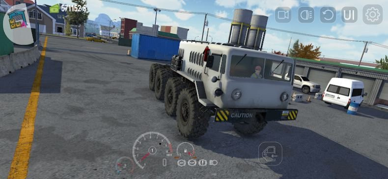 alt: Hình ảnh xe tải trong Nextgen: Truck Simulator đang dừng đỗ bên đường.