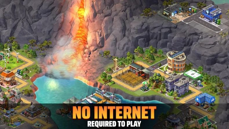 alt text: Hình ảnh trong game City Island 5 cho thấy một góc nhìn khác của thành phố với các khu dân cư, công viên và đường sá